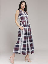 plusS Women Multicoloured Checked Maxi Dress