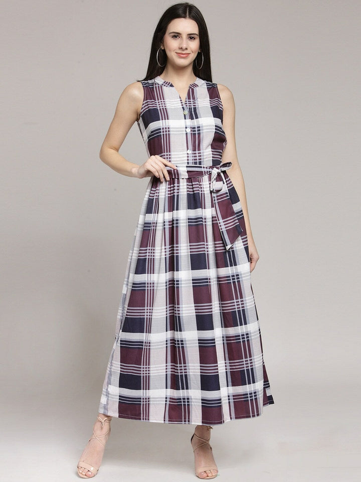 plusS Women Multicoloured Checked Maxi Dress