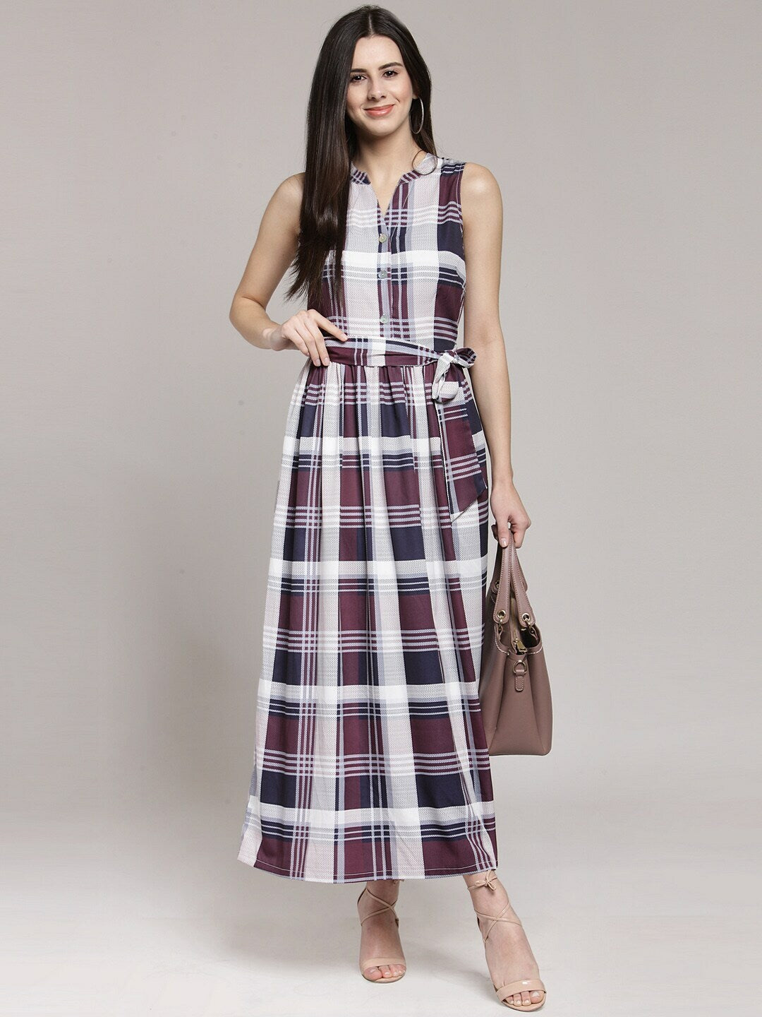 plusS Women Multicoloured Checked Maxi Dress