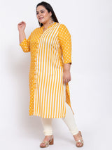 plusS Women Mustard Printed Kurta