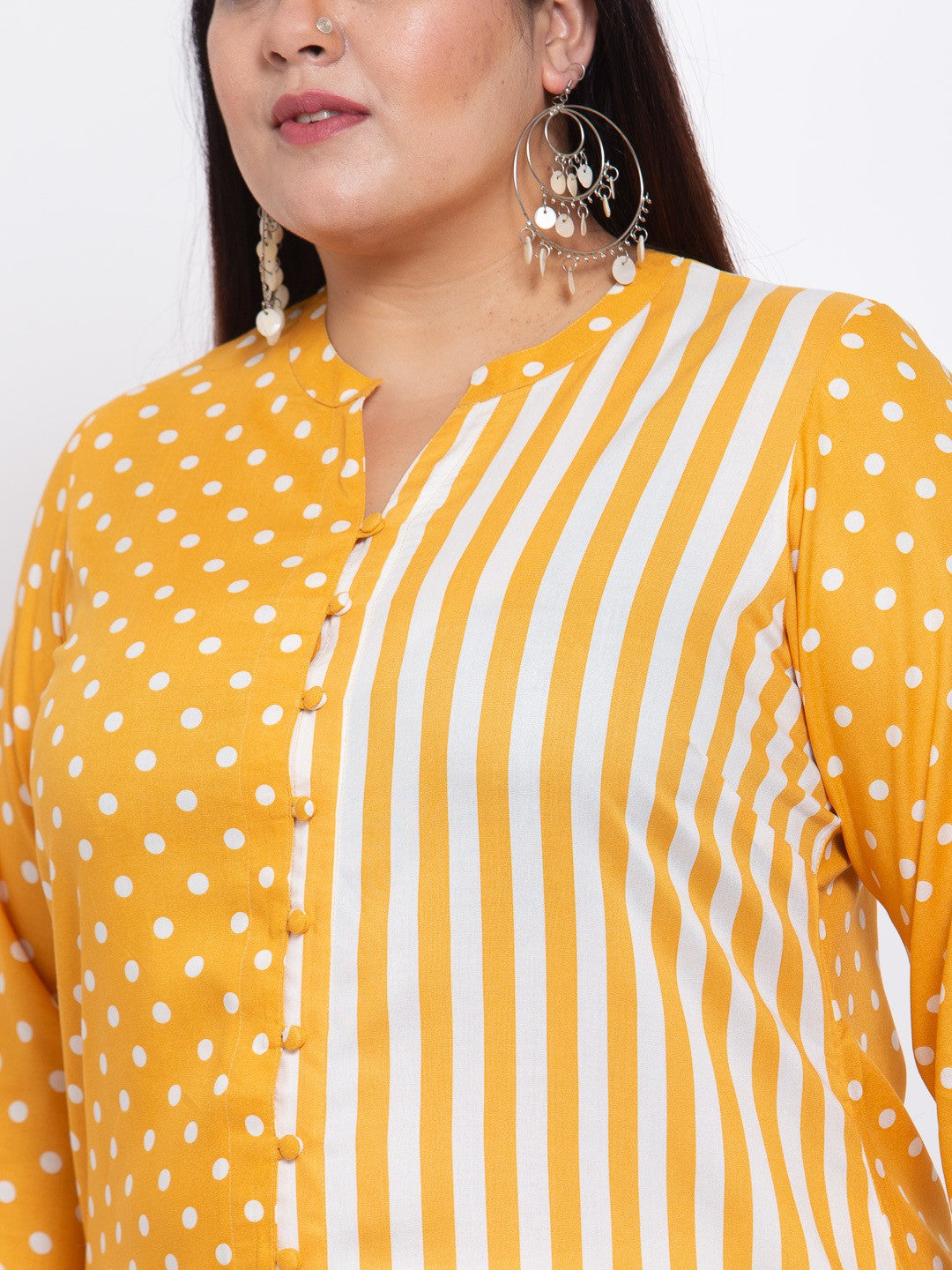 plusS Women Mustard Printed Kurta