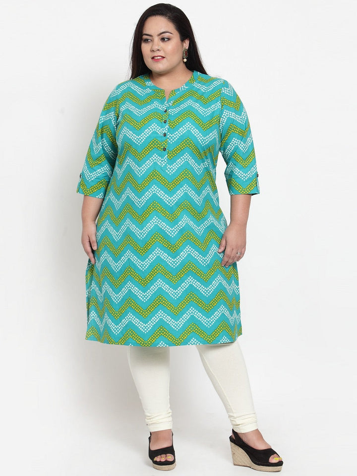 Green Striped Straight Kurta