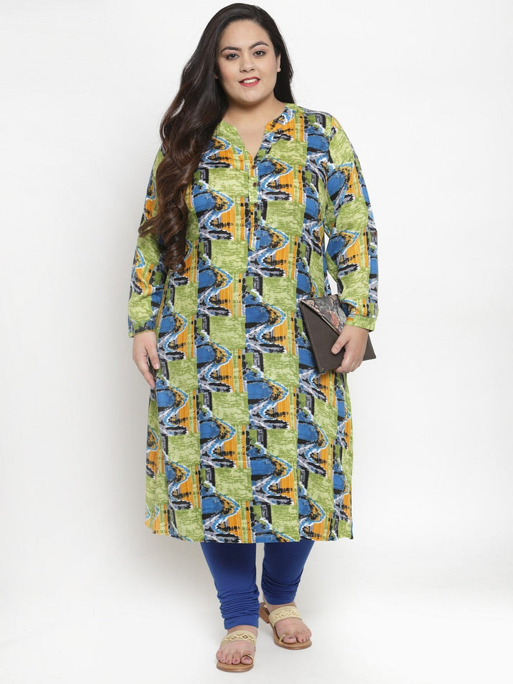 Yellow Printed Straight Kurta