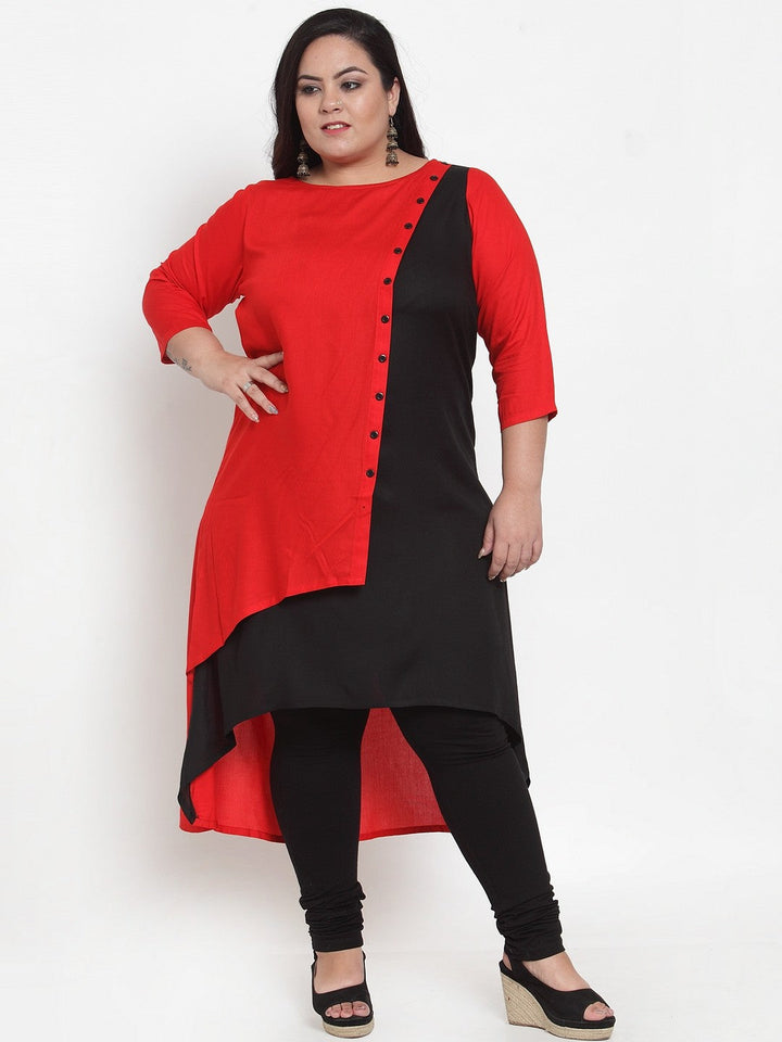 Black Colourblocked A-Line Kurta