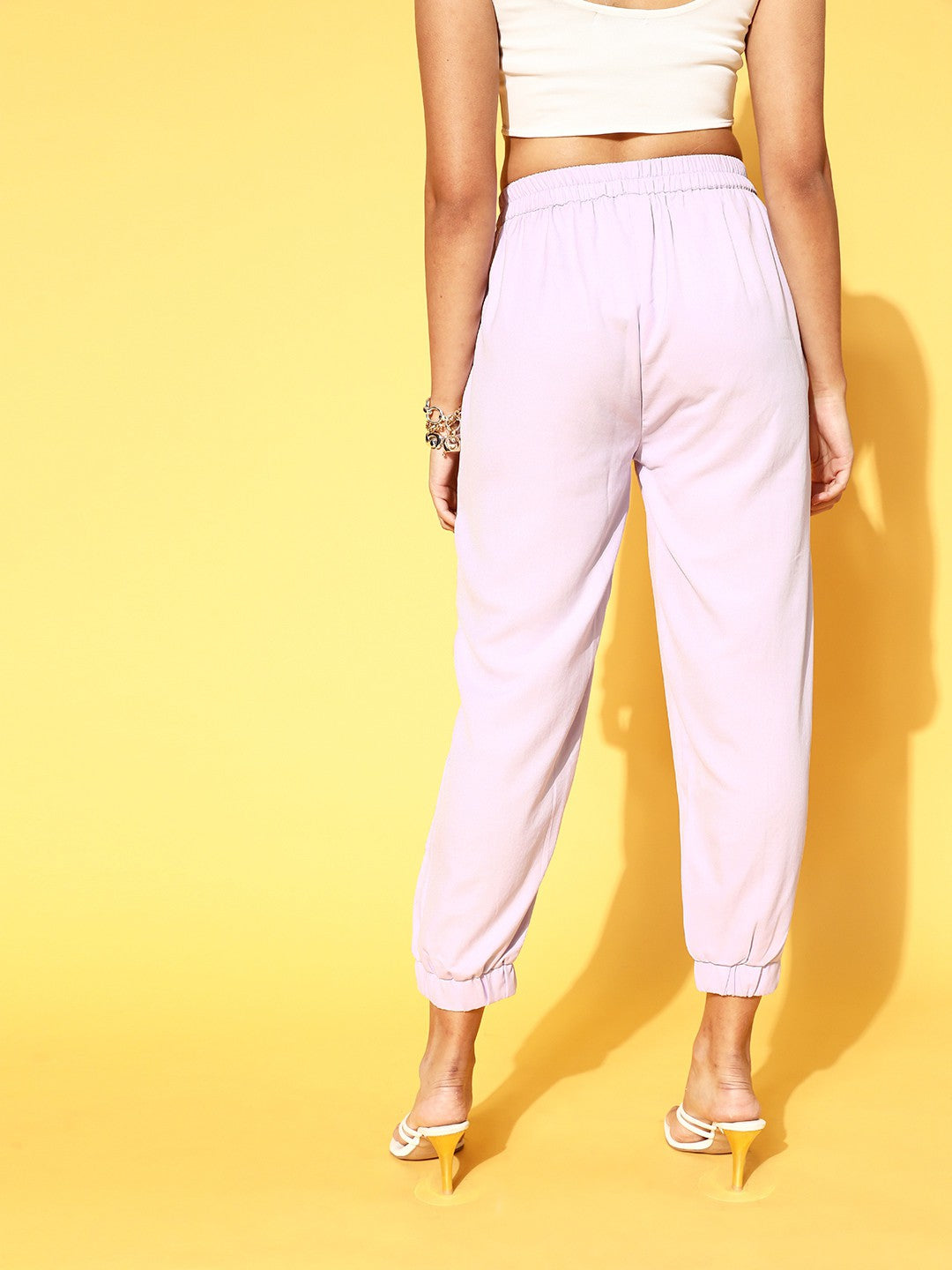 Lavender Solid Volume Play Track Pants