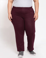 Burgundy Straight-Fit Cotton Track Pants