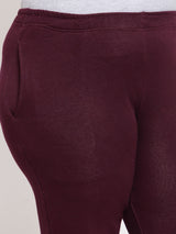 Burgundy Straight-Fit Cotton Track Pants