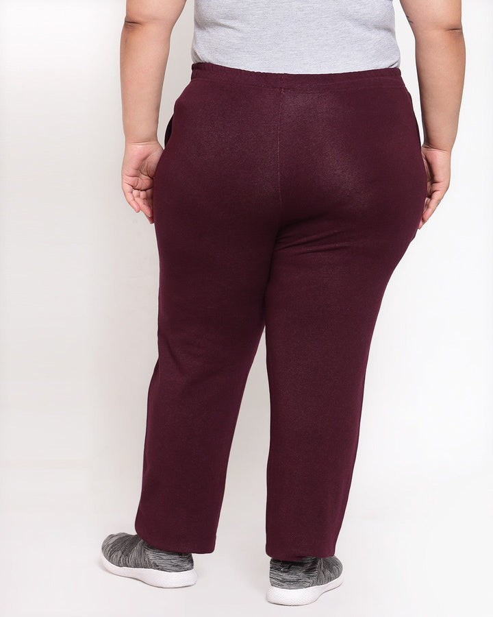 Burgundy Straight-Fit Cotton Track Pants