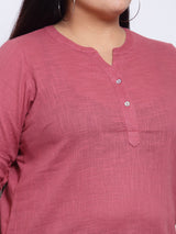 plusS Pink Mandarin Collar Shirt Style Top