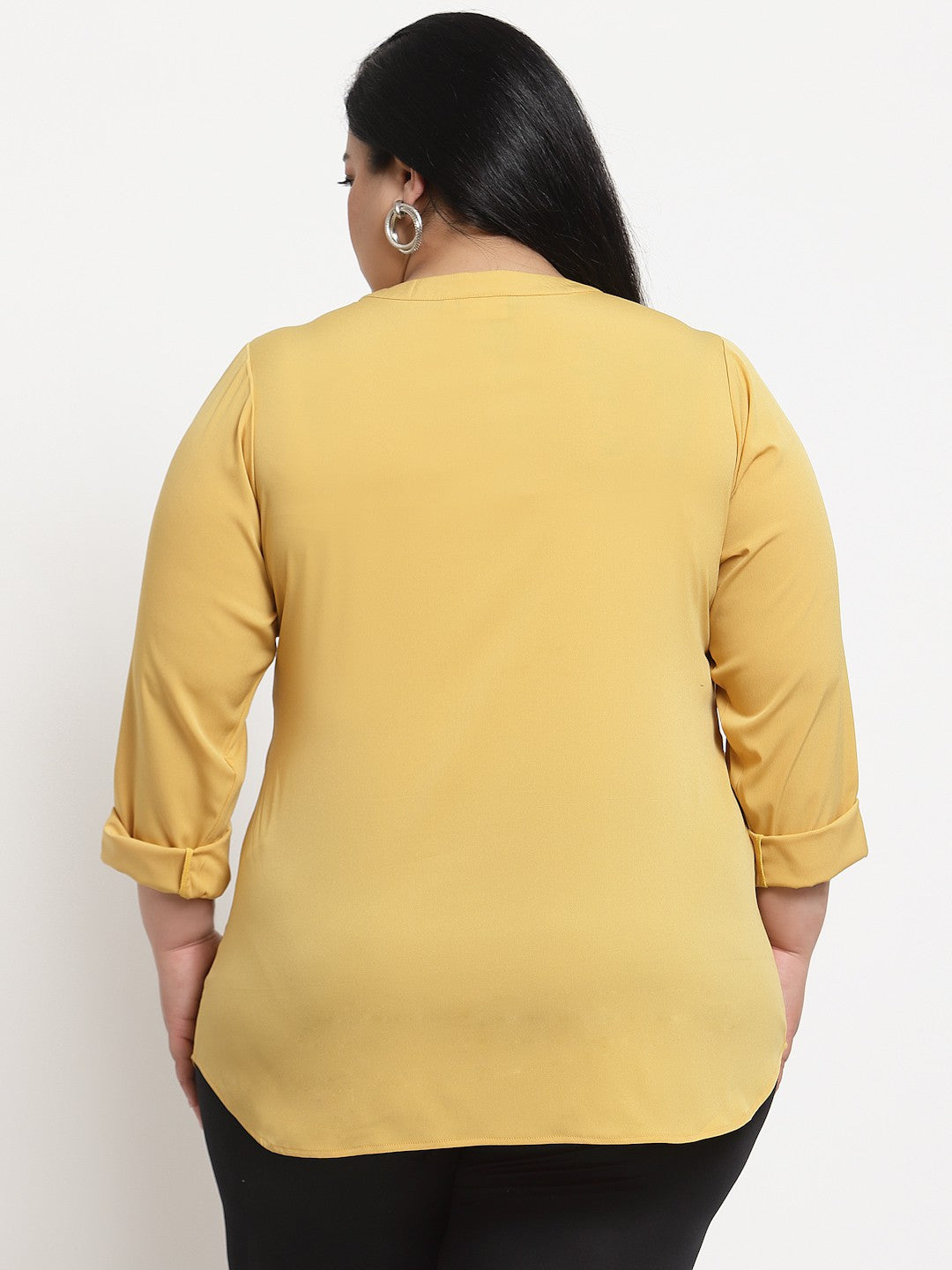 plusS Yellow Mandarin Collar Top