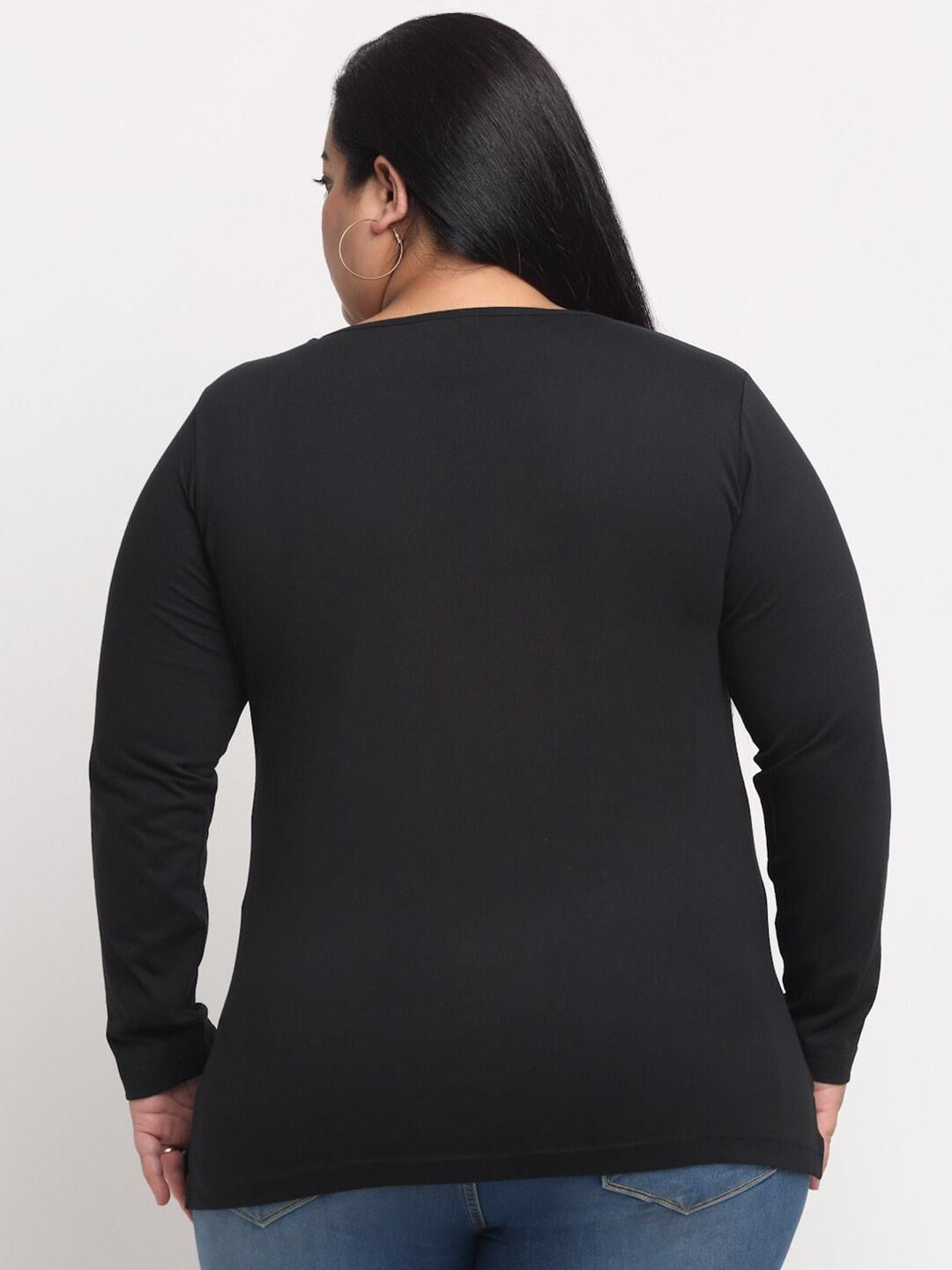 plusS Plus Size Women Black T-shirt