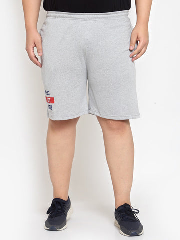 plusS Men Grey Mid-Rise Regular Shorts