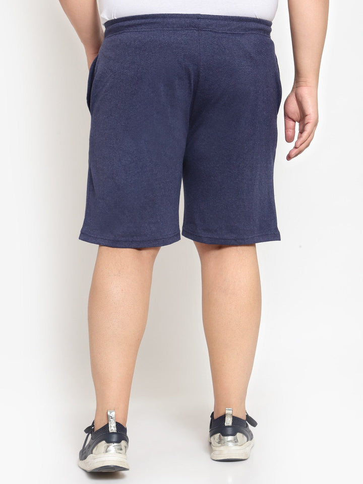 plusS Men Navy Blue Mid-Rise Regular Shorts