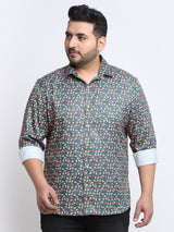 plusS Men Plus Size Floral Printed Casual Shirt